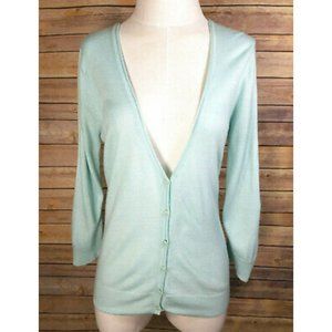 New York & Co Blue Acrylic V-Neck Cardigan Sweater